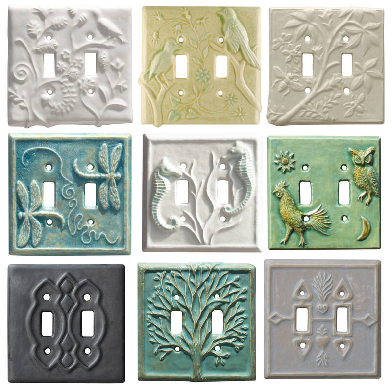 ceramic art double toggle light switch covers