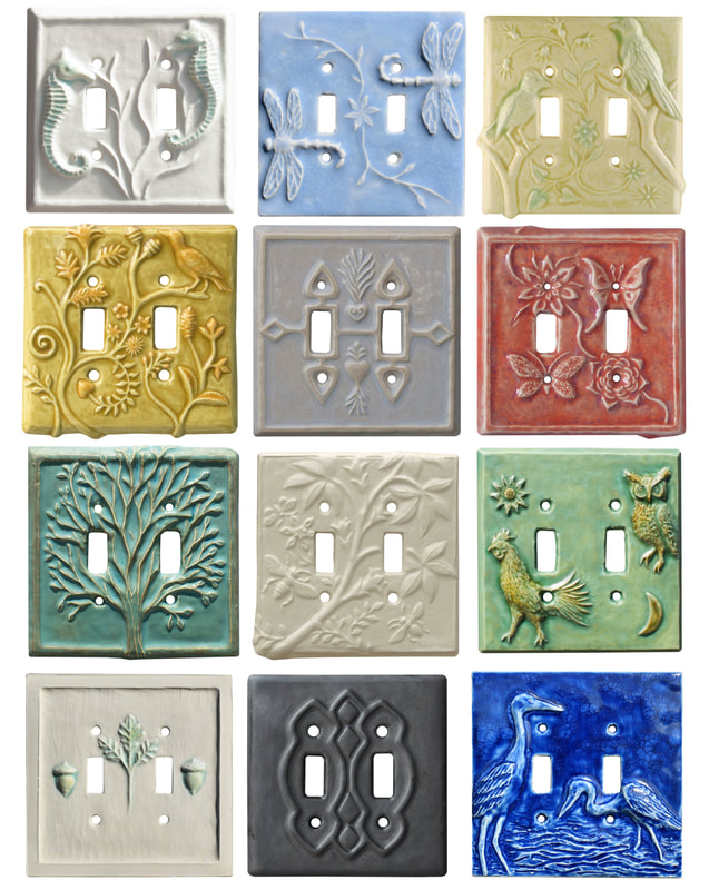 ceramic art double toggle light switch covers