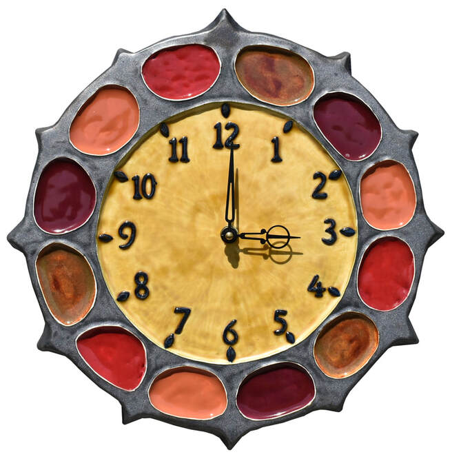 artist made decorative ceramic kitchen wall clock
