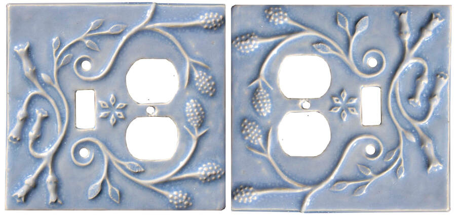 Botanical Ceramic Art duplex outlet + single toggle combination switch plate