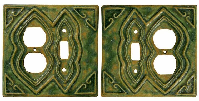 Moroccan Ceramic Art Combination Single Toggle + Duplex Outlet Light Switch Plate, unique, hand made light switch cover