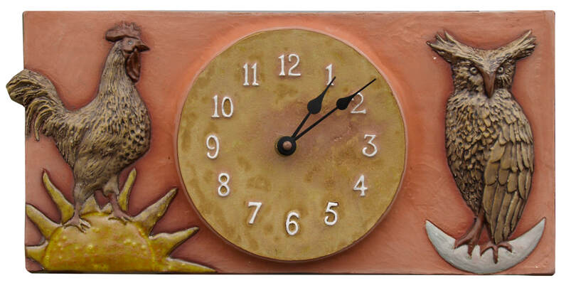 rustic, unique ceramic art wall clock