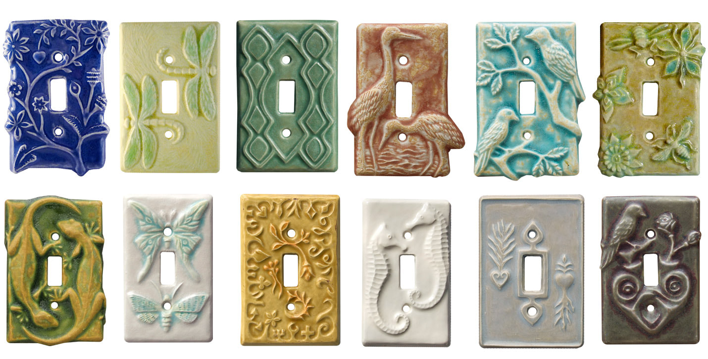 unique ceramic art single toggle light switch covers plates, botanical, animal, birds, bees, moroccan designs